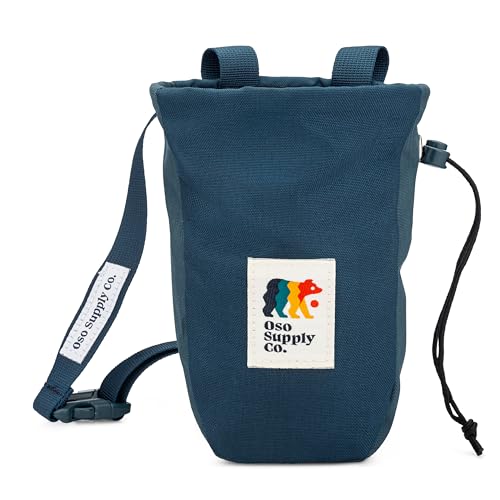 Del Cerro - Chalk Bag for Rock Climbing, U-Shaped Chalk Bucket with Zippered Pocket, Drawstring, Abrasion-Resistant Fabric, Perfect Gear for Indoor/Outdoor Climbing Bouldering - color: Navy Blue