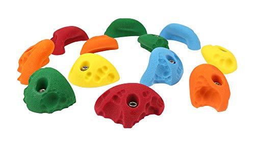 Atomik Rock Climbing Holds Set of 12 Bolt-On Limestone Jugs in Assorted Bright Tones