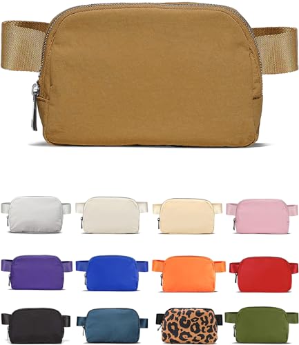 YOSHUYUKI Cross Body Fanny Packs for Women Men Fashion Waist Bag Pouch Nylon Small Travel Crossbody Bags Mini Purse Everywhere Belt Bag Bum Bag with Adjustable Strap for Workout Running Hiking Caramel - color: Caramel