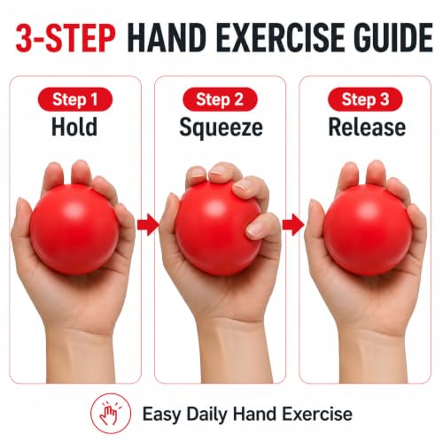 Hand Exercise Grip Ball, Finger Strengthener, Wrist and Hand Training Tool for Sports and Fitness - color: Red