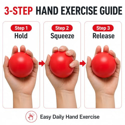 Hand Exercise Grip Ball, Finger Strengthener, Wrist and Hand Training Tool for Sports and Fitness - color: Red