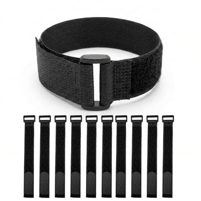 Ysenchan Hook & Loop Straps (10 Pack), Reusable Adjustable Nylon Cinch Cable Straps, Heavy Duty Hook and Loop Fastening Cable Ties for Cords & Cable Management – 1” x 12”, Black - size: 12 Inch