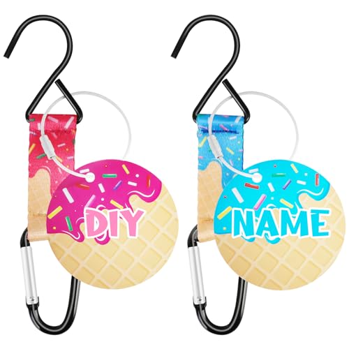 Baseball Dugout Organizer Softball Fence Hooks for Bag Backpack Glove Helmet Water Bottle Baseball Team Gifts for Coach Mom with DIY Name Luggage Tags - color: single hook- pink+blue ice cream drip
