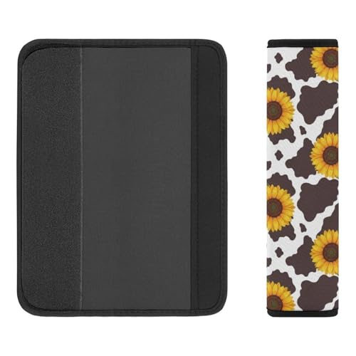 Soft Padded Car Seat Belt Pad for Elderly Support, Stroller Pushchair High Chair, 2 Pack Cow Print Sunflower Shoulder Harness Cover Anti-Slip Pad - color: Pattern 284