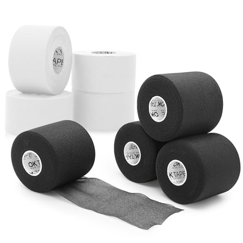 OK TAPE 4 Rolls White Athletic Tape and 4 Rolls Black Pre Wrap Tape
