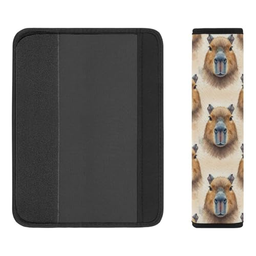 2PCS Breathable Car Seat Belt Pad for Elderly Support, Stroller Pushchair High Chair, Watercolor Capybara Seat Belt Cushion, Anti-Slip Pad - color: Pattern 238