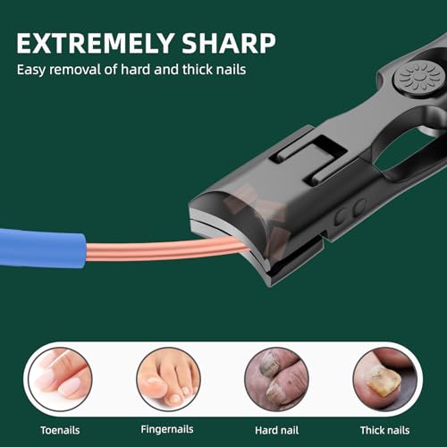 German Nail Clippers for Men Thick Nails, VANWIN Toenail Clippers for Seniors Large Wide Jaw Opening, Heavy Duty No Splash Fingernail Clipper with Safety Lock Nail Clippers with Catcher for Women - style: Black