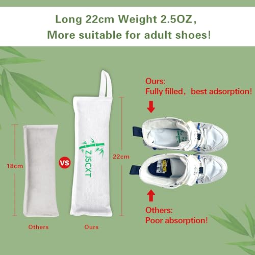 Charcoal Shoe Deodorizer, 2 Pack Natural Shoe Odor Eliminator, Reusable Activated Charcoal Bags Odor Absorber for Sneakers, Boots, Gym Bags, Closet & Locker