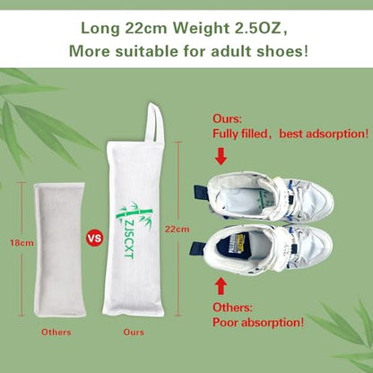 Charcoal Shoe Deodorizer, 2 Pack Natural Shoe Odor Eliminator, Reusable Activated Charcoal Bags Odor Absorber for Sneakers, Boots, Gym Bags, Closet & Locker