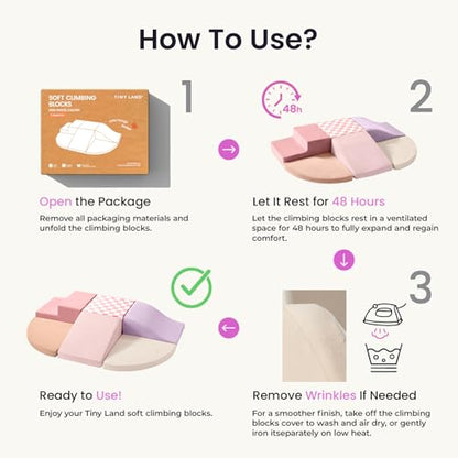 Tiny Land Soft Foam Climbing Blocks for Toddlers, 6-Piece Foam Blocks | Indoor Playground Baby Climbing Toys, Ideal Gift for Kids Activity Crawling and Sliding Foam Play Set (Pink Pastel) - color: Pink Pastel