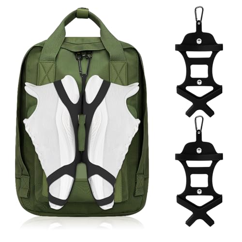 takyu Shoe Holder for Backpack, Silicone Shoe Holster with Backpack Clips for Sneaker Bag, Shoe Clips Sports Accessories for Outdoor Trip to Carry Extra Shoes (Black+Black/2PCS) - color: Black+Black