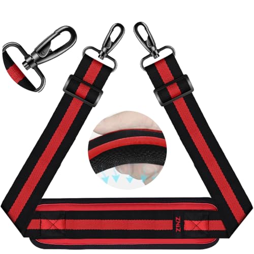ZINZ 75" Shoulder Strap with Fixed Pad and Dual Balanced Buckles，Black-Red-Black Stripe - color: Black-red-black Stripe