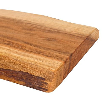 GoCraft Acacia Wood Live Edge Cutting Board – 17 x 8 Inch – with Round Handle – Paddle Shaped Rustic Cheese Board | Charcuterie Tray | Wooden Chopping Board for Kitchen | Food Serving & Display Tray
