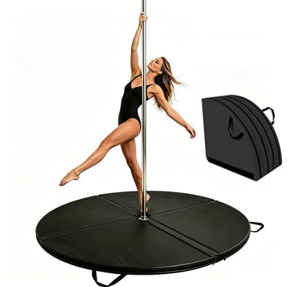 Foldable Pole Crash Mat, Pole Dance Mat, Anti-Collision Cushioned PU Leather Mat for Yoga, Gymnastics, Pole Dancing - color: Black, size: 4"Tx5.2'W