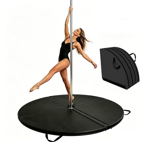 Foldable Pole Crash Mat, Pole Dance Mat, Anti-Collision Cushioned PU Leather Mat for Yoga, Gymnastics, Pole Dancing - color: Black, size: 2"Tx6.6'W