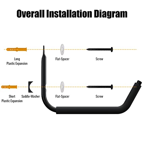 UNITEDPOWER Kayak Storage Racks, Garage Hangers, Wall Hooks for Canoe, Ladder, Bicycle, Folding Chairs, Surfboard, Snowboard, Hose and Tools, Indoor, Outdoor - style: 6-Kayak Hook