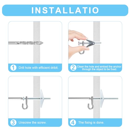 50 Pcs 1/8 Inch Heavy Duty Metal Drywall Anchors Kit | Toggle Bolts and Wing Nuts Set for Hanging Lamps Heavy Items, Butterfly Anchors for Ceiling, Sheetrock, Hollow Wall - size: 1/8"-100pcs(50sets)
