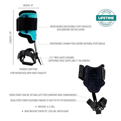 Notch Steel Climbers Ergonomic Gaffs 20+ Cuff Adjustment Points - size: Long (Tree Gaffs)