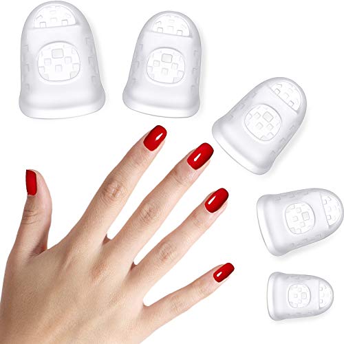 Frienda 40 Pieces Guitar Fingertip Protectors Silicone Finger Guards Anti-slip Finger Protection Covers Caps for Stringed Instruments Guitar Mandolin Bass Counting Sewing, 5 Sizes - color: Transparent