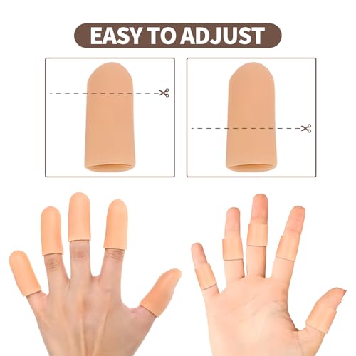 20PCS Silicone Finger Sleeve Thumb Guard, Finger Condom for Wounds Hand Eczema, Finger Arthritis, Thumb Bandage Injury Prevention Gloves Thumb Glove Protector 2 Sizes Gel Finger Support Cots(Nude) - size: 20pcs