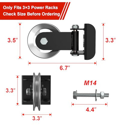 Aluminum Alloy Rotating Pulley Attachment for 3×3 Power Racks Heavy-Duty Cable Pulley with 180° Pivot Smooth CNC Machined Wheel Bolt-On Cable Station Upgrade for Home Gym - color: 1 piece only