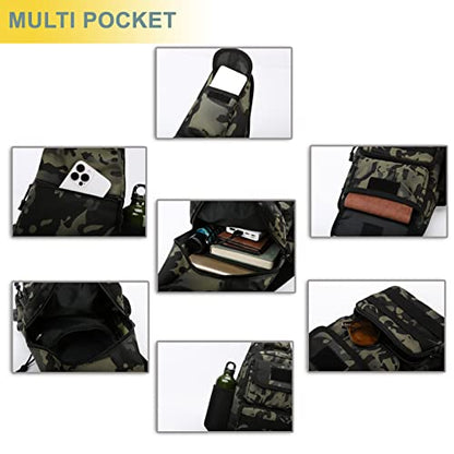 Tactical Shoulder Bag - 1000D Molle Military Backpack Outdoor Daypack Chest Pack (Darkblue) - color: Darkblue
