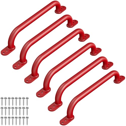 Dolibest 6 Pack 17-Inch Safety Handle, Heavy Duty Metal Safety Playground Handles, Indoor Monkey Bars, Playset Grab Handles for Kids Playhouse, Climbing Frame, Treehouse, Swing Set Accessories -Red - color: D:Red-17 Inch-6pcs