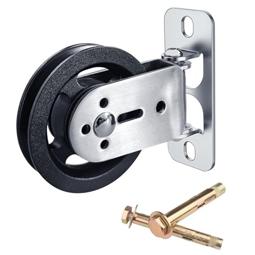 Cable Pulley Wheel System Wall Mounted：180° Rotation Silent Cable Gym Pulley Blocks - Heavy Duty Swivel LAT Pulley System Gym Home Equipment