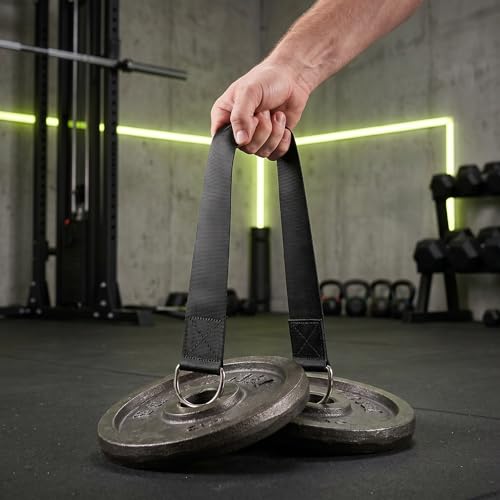 2pcs Dumbbell Barbell Loading Straps for Weight Plates, Nylon Material, Disperses Waist Pressure and Prevents Slippage, Suitable for Squats and Compound Lifts, Black