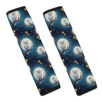 2 Piece Universal Soft and Comfortable Seat Belt Shoulder Pad for Kids, Most Cars, Owls Moon Seat Belt Covers Cushion, Neck and Shoulder Support - color: Pattern 474