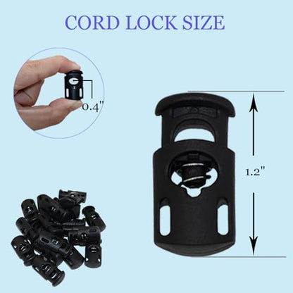 Hovesty 20 PCS Cord Locks for Drawstrings, Spring Rope Clips and Shoe Lace Locks, Paracord Toggle Stoppers for Clothing, Bags and Strings