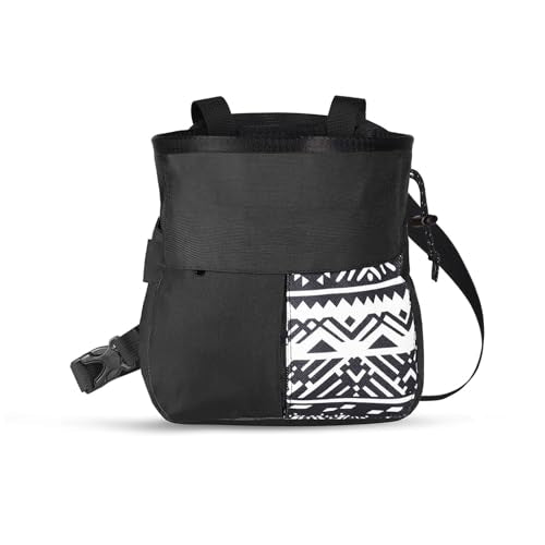 Mountaineering Chalk Bag, Large Capacity with Independent Front Pocket and Dual Hanging Points for Outdoor Sports Training - size: Small Black