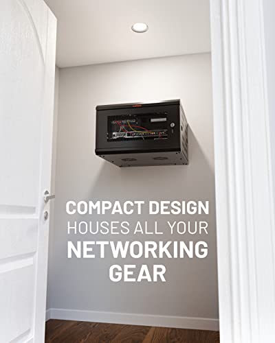 ECHOGEAR 6U Network Rack w/Enclosed Design, Easy Install, 600mm Depth | Enclosed server rack includes pre-mounted fan, 2x 1U shelves, lockable door, wall mountable design, all hardware for install - size: 4.5" x 4.5"