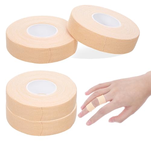 Ouligay 4 Rolls Finger Tape 0.59 Inch X 131 Feet Athletic Tape for Fingers Extra Strong Sport Tapes for Outdoor Climbing Football Volleyball Golf Gymnastics Powerlifting Skin Color