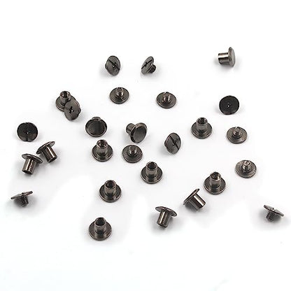 Gun Metal Chicago Binding Screws Assorted Kit Nail Rivet Chicago Button DIY Leather Decoration Bookbinding Round Flat Head Stud Screw (Gun Metal 3/16"x1/4"-125 Sets) - size: Gun Metal 3/16"x1/4"-125 sets