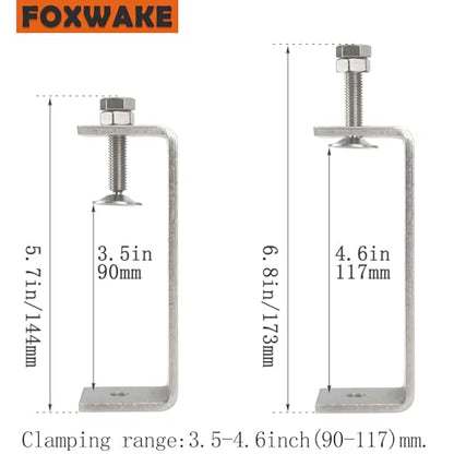 Heavy Duty C Clamps 4.6In for Mounting, Metal Stainless Steel U Clamp for Metal Working Small Desk Clamp with Stable Wide Jaw Opening & Protective Pads/I-Beam Design (2pcs) - color: 4 3/4 In-2pcs-121mm