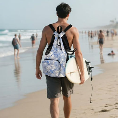 Draw String Back Bag Climbing Gym Bag With Inside Pockets Dry Wet Separation