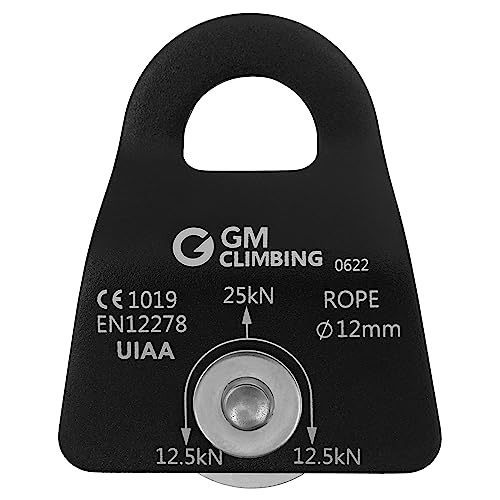 GM CLIMBING Micro Prusik Minding Pulley 25kN CE UIAA Certified 12mm Single Pulley Mobile Side Plates for Arborist Rigging Climbing Rescue - color: Pack of 2 | Black