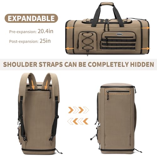Bosstin Gym Bag for Men & Women,45L Travel Duffle Sports Duffel Bag Gym Weekender Overnight Backpack with Shoe Compartment (KHAKI CHECKERED) - color: KHAKI CHECKERED