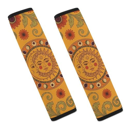 Universal Soft and Comfortable Car Seat Straps Shoulder Pads for Adult Use, Stroller Pushchair High Chair, 2PCS Hippie Flower Sun Moon Boho Harness Pads Strap - color: Pattern 1250