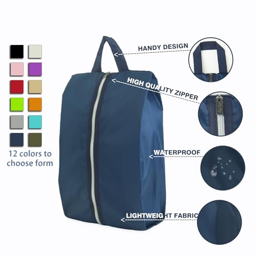 6pcs Portable Shoe Organizer, Travel Pouches with Zipper, Golf Shoe Bags, Clothes Bags, Soccer Cleats Bag Shoe Pouch for Gym, Waterproof, Odor-Resistant (Navy Blue) | Golf Shoe Bags, Clothes Bags, Soccer Cleats Bag Shoe Pouch for Gym, Waterproof, Odor-Res