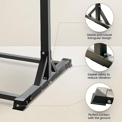 Pull Up Station, Bongkim Power Tower Portable Pullup Bar Station, Pull Up Bar for Home Gym, Pull Up Tower Station 330LBS - color: Black-Rings