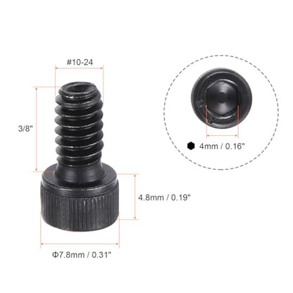 uxcell #10-24x3/8" Hex Socket Head Cap Screw Bolts 12.9 Grade Alloy Steel 25pcs - size: #10-24x3/8"