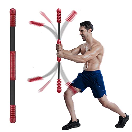 Elastic Fitness bar, Weight bar, Core Strength Training, Arm Twister, Home Gym Workout, Suitable for Men, Women Body Shaping and Fat Burning Training - color: red