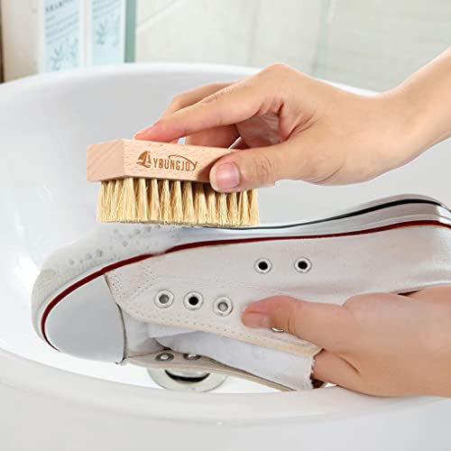 YoungJoy 3 Pieces Dual Sided Sneaker Shoe Cleaner Brush Set Shoes Clean Brush Kit Both Boar and Plastic Bristles with Microfiber Cloth (D) - style: D