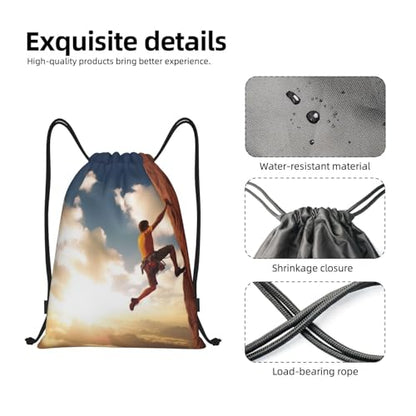 Rock Climbing Sports print Drawstring Bag Waterproof Portable Backpack Traveling Sackpack For Gym Shopping Sport Medium - size: Medium