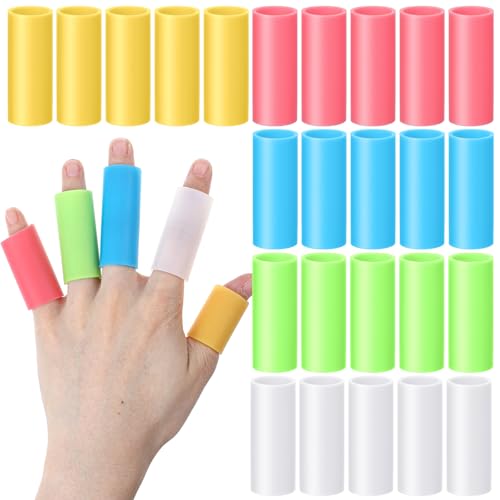 25-Pack Silicone Finger Sleeve,Lavender-Infused Silicone Finger Tip Protectors,Soft Fingers Sleeves Protectors for Dry, Cracked Skin & Friction Protection, 5 Colors