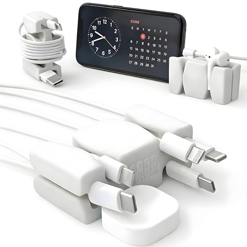 CordBrick 6PK Silicone & Steel Weighted Nightstand Cord Holders. Travel Phone Charger Organizers. Useful iPhone Accessories. Small Gifts for Men, College Students. Tech Gadgets for Teens. Light Gray - color: (C) Light Gray, size: 6 Pack