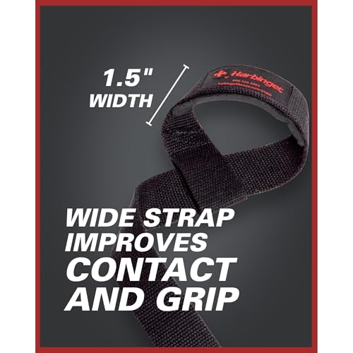 Harbinger Padded Cotton Lifting Straps with NeoTek Cushioned Wrist, 21.5 Inch Length, 1.5 Inch Width, Pair, Weightlifting Wrist Straps for Deadlifts and Strength Training - color: Black