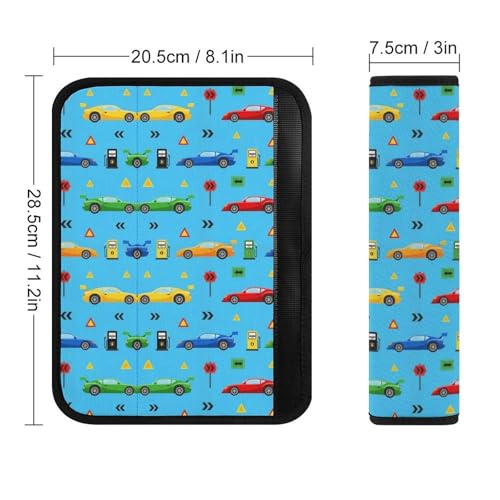 2PCS Breathable Seat Belt Cover for Adults and Children, Most Cars, Cartoon Cars Shoulder Harness Cover, Shock Absorption - color: Pattern 403